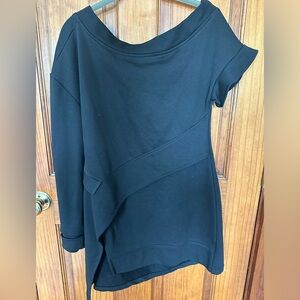 Asymmetrical Black Off-The-Shoulder Tunic in Size M